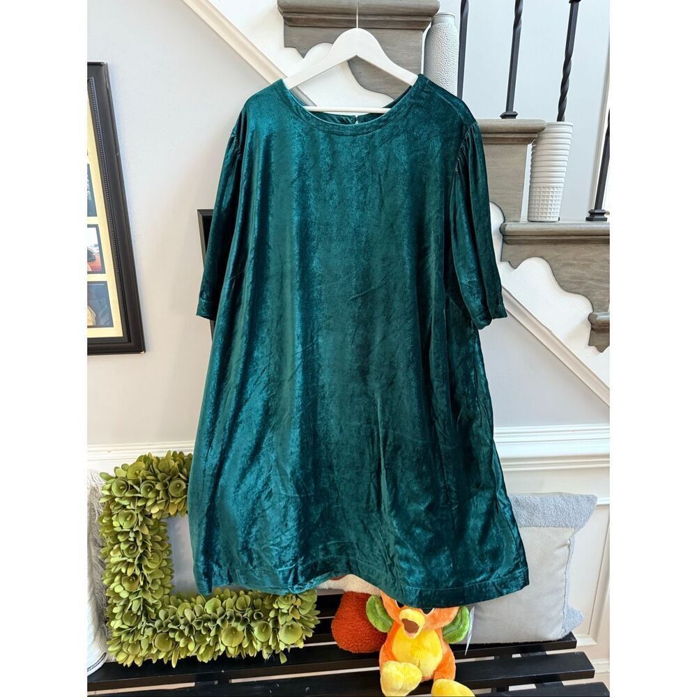 J. Jill Green Velvet Holiday Sheath Dress sz 4X EUC